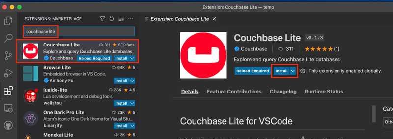 Install Coucbase Lite Plugin