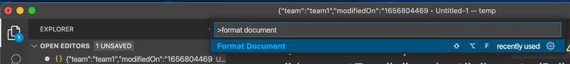 Format Document in Visual Studio Code